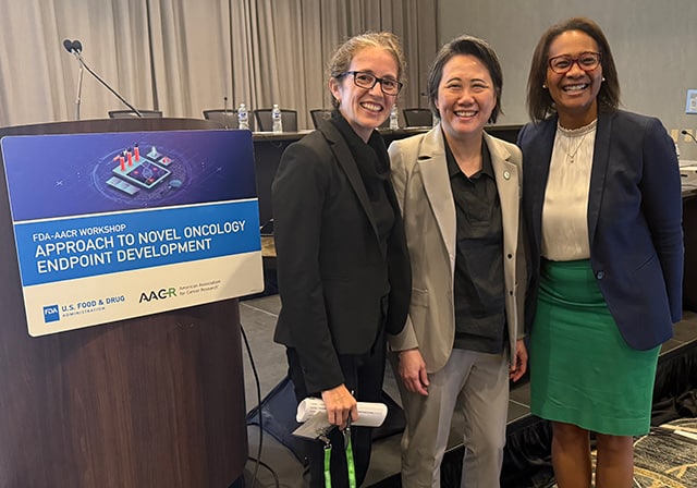 Alexandra Snyder, Lillian Siu, and Nicole Gormley at the FDA-AACR Workshop on Novel Oncology Endpoint Development